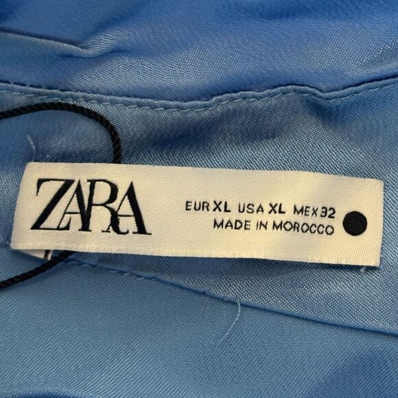 Zara Women Satin Halter Backless Long Dress Sky Blue Size XL - Picture 6 of 10